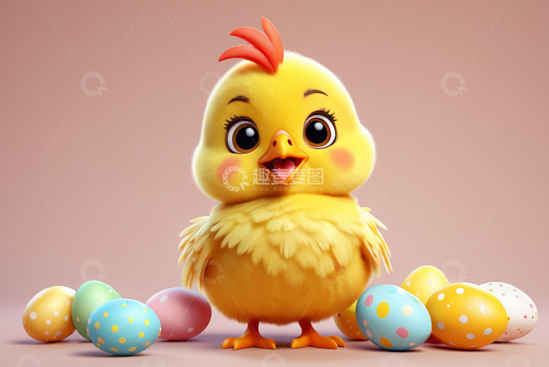 高清大图下载【趣麦麦图】可爱小鸡与彩蛋卡通形象