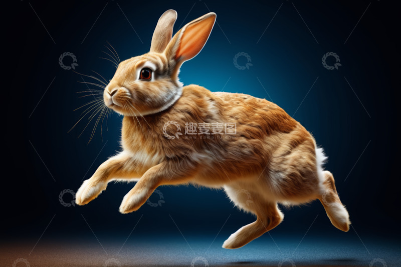 高清大图下载【趣麦麦图】跳跃的棕色兔子特写