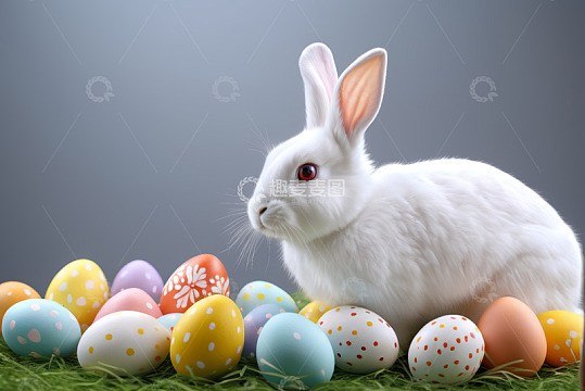 复活节兔子与彩蛋特写
