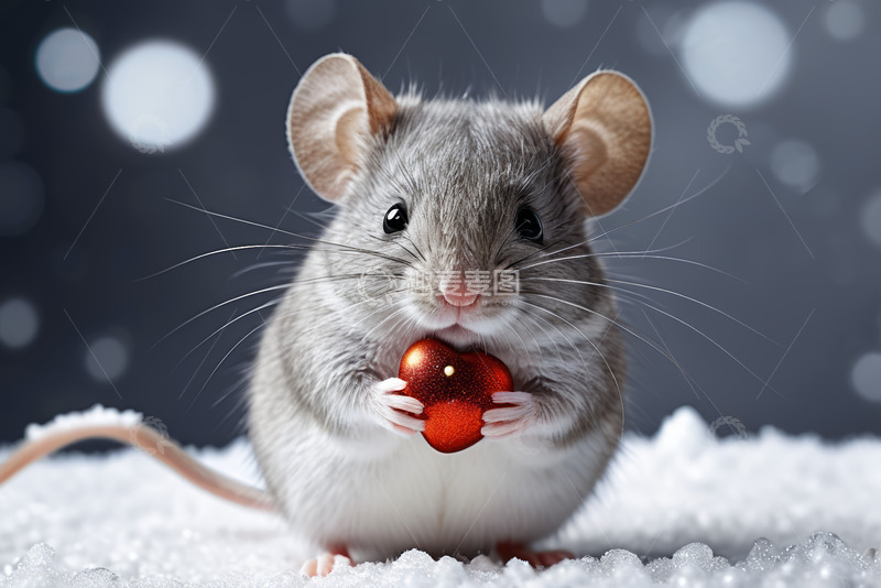 高清大图下载【趣麦麦图】手持红心的可爱老鼠