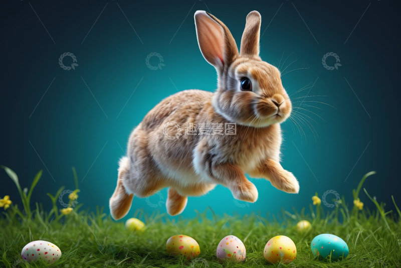 高清大图下载【趣麦麦图】跳跃的兔子与复活节彩蛋