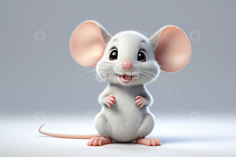 高清大图下载【趣麦麦图】可爱白色卡通老鼠形象