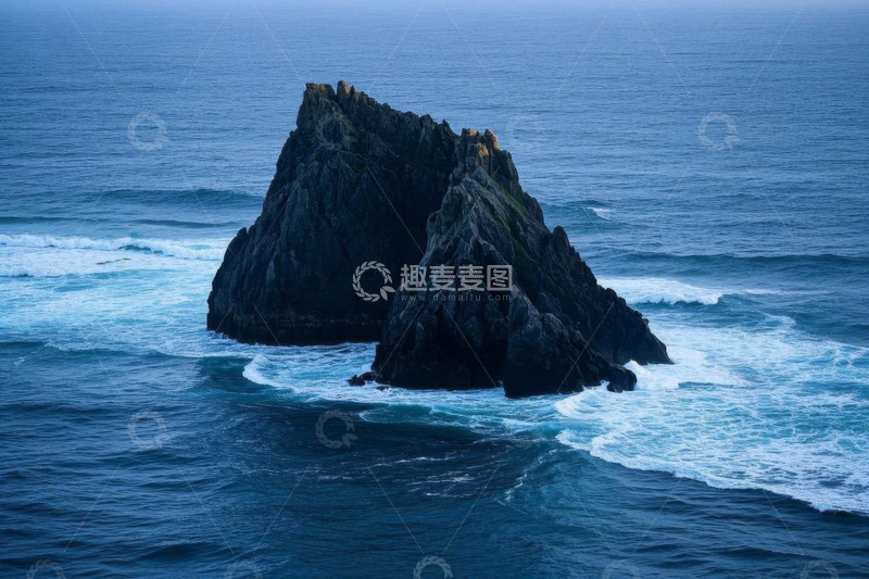高清大图下载【趣麦麦图】海洋中矗立的孤立岩石