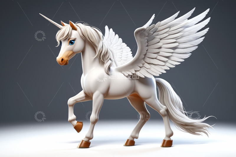 高清大图下载【趣麦麦图】白色独角兽带翅膀动态形象