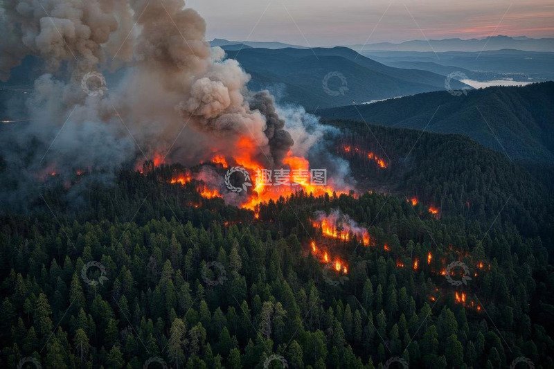高清大图下载【趣麦麦图】山林火灾烟雾弥漫景象