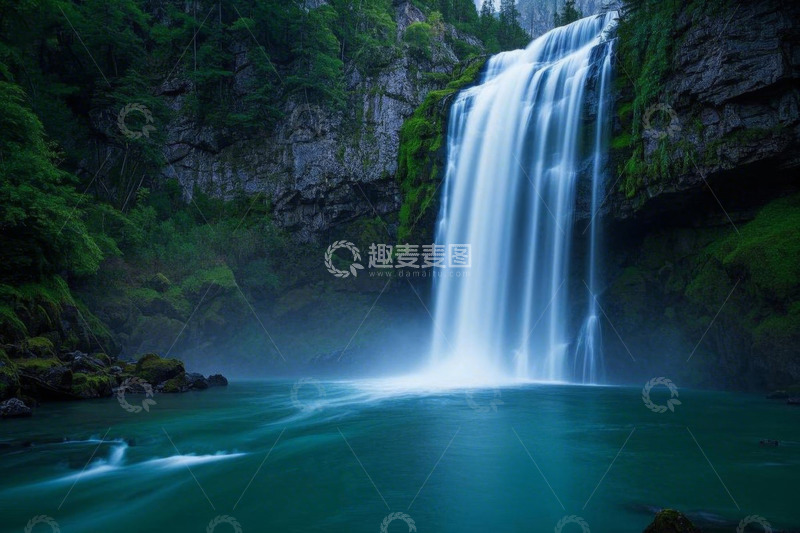 高清大图下载【趣麦麦图】山间瀑布自然景观