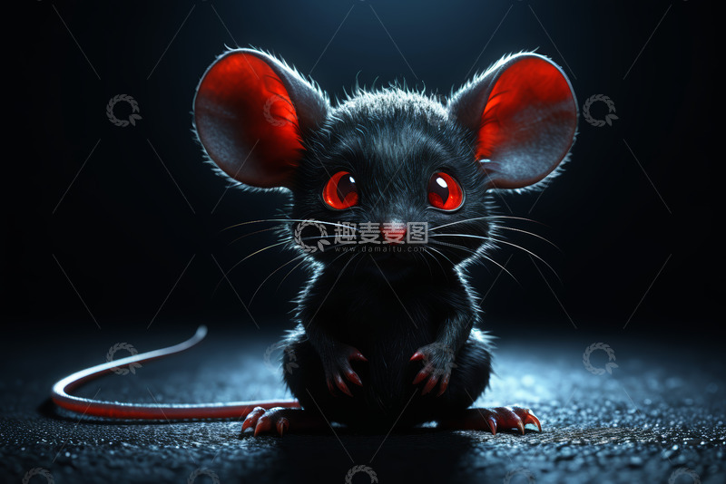 高清大图下载【趣麦麦图】黑老鼠红眼睛特写