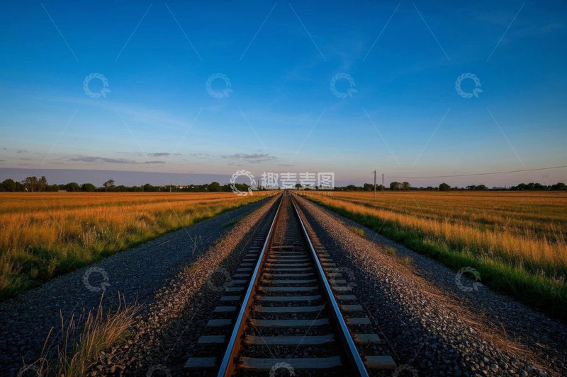 高清大图下载【趣麦麦图】田野间延伸的铁路轨道