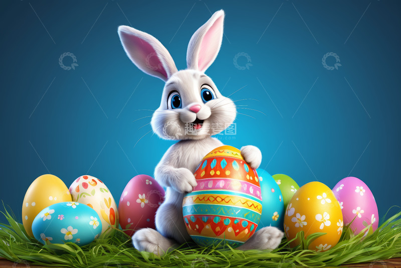 高清大图下载【趣麦麦图】复活节兔子与彩蛋