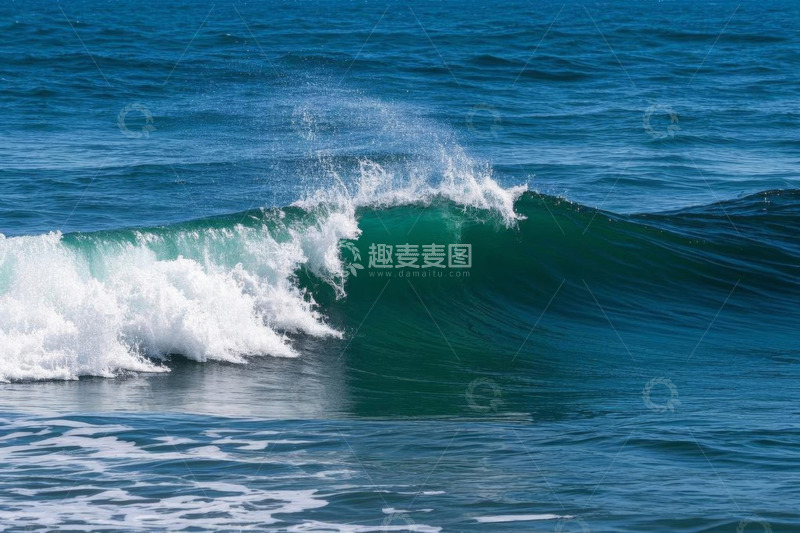高清大图下载【趣麦麦图】蓝色海洋中的翻涌波浪