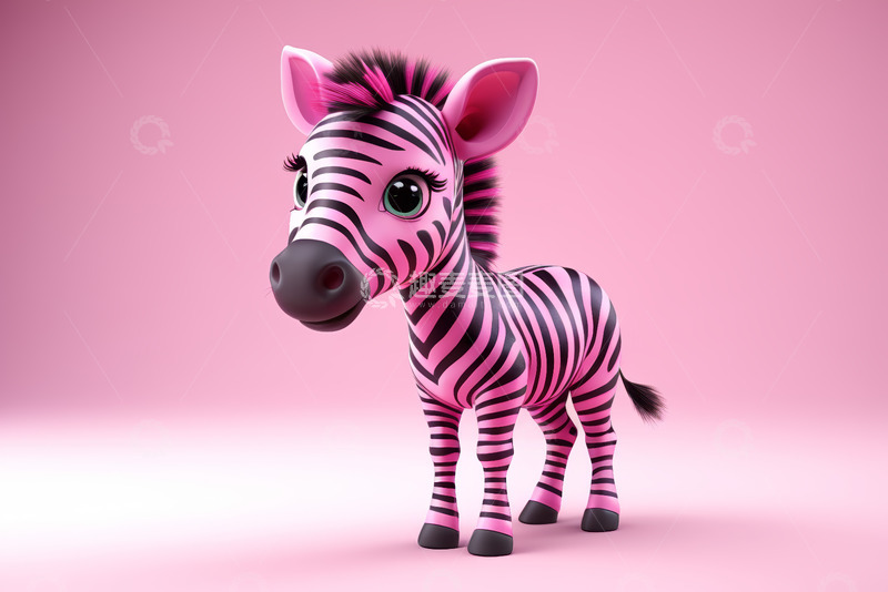 高清大图下载【趣麦麦图】粉色卡通斑马形象素材