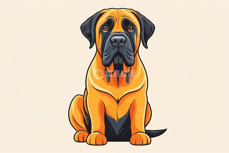 高清大图下载【趣麦麦图】卡通风格坐着的大型犬