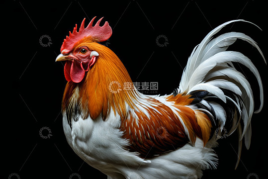 色彩艳丽的公鸡特写