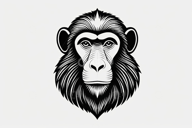 高清大图下载【趣麦麦图】黑白风格猴子头像图案