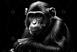 黑白色调猴子特写