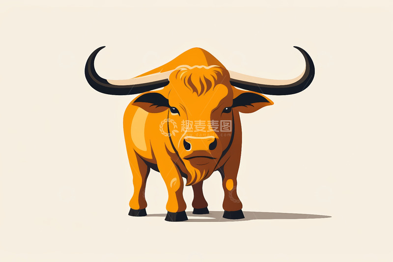 高清大图下载【趣麦麦图】卡通风格黄牛形象