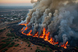 航拍野外大火燃烧场景