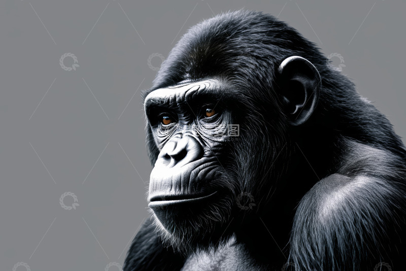 高清大图下载【趣麦麦图】大猩猩特写肖像
