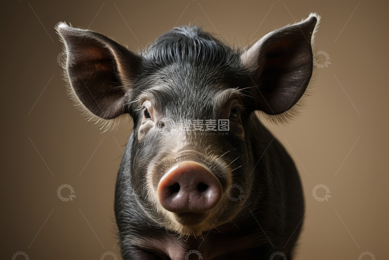 高清大图下载【趣麦麦图】黑猪特写近景照片素材