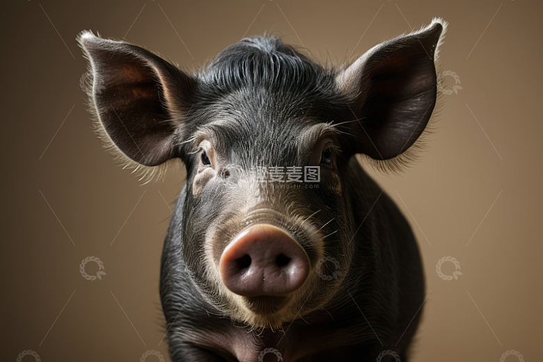 黑猪特写近景照片素材