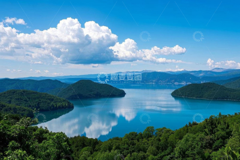 高清大图下载【趣麦麦图】湖泊森林自然风光全景