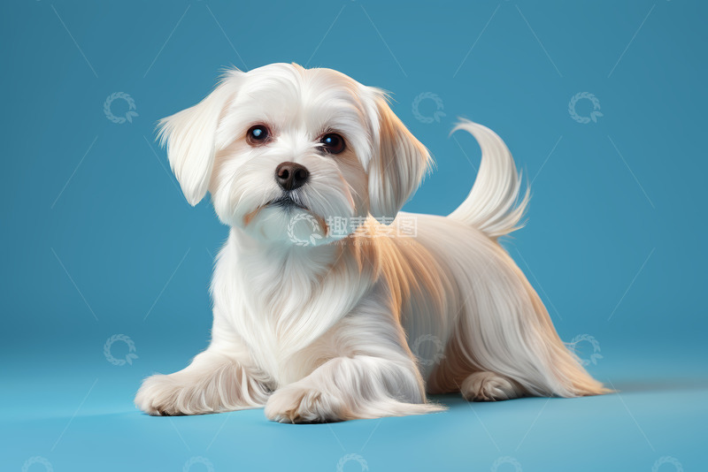 高清大图下载【趣麦麦图】白色小狗俯拍画面