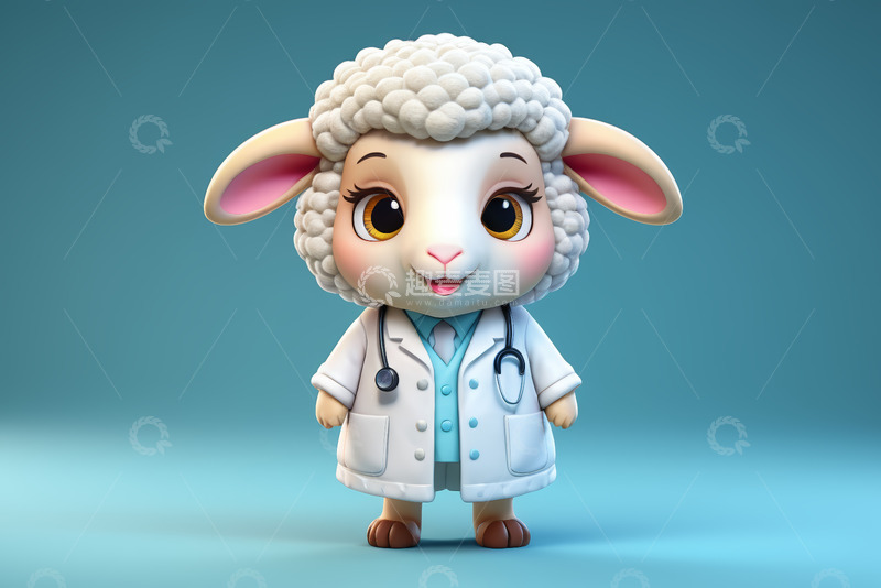 高清大图下载【趣麦麦图】卡通小羊医生形象素材