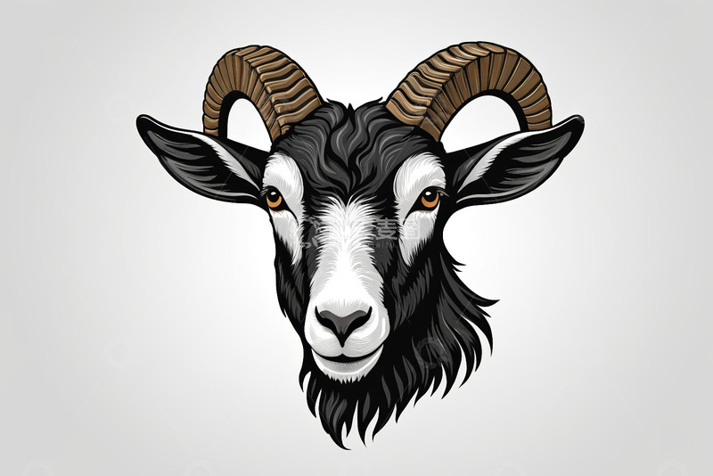 高清大图下载【趣麦麦图】山羊头部动画插画
