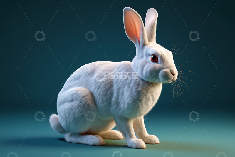 高清大图下载【趣麦麦图】白色兔子蹲坐特写