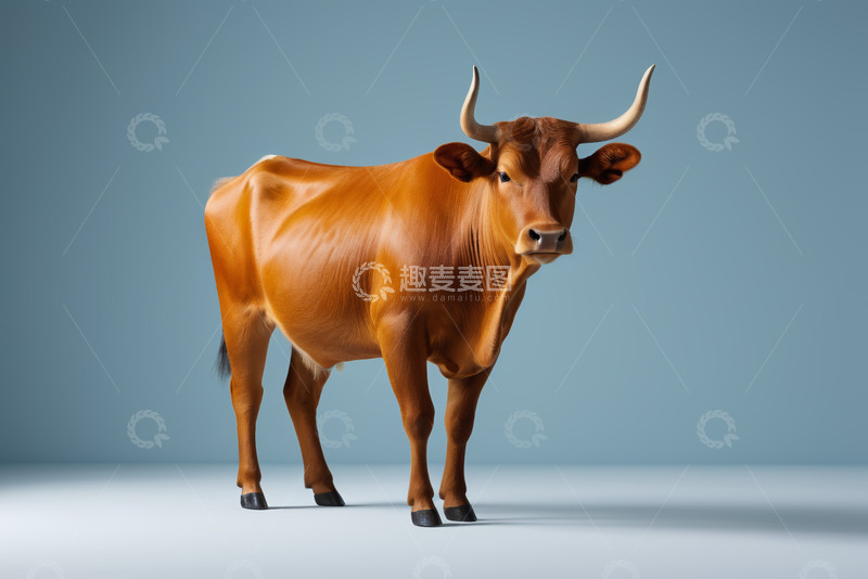 高清大图下载【趣麦麦图】站立的黄牛特写