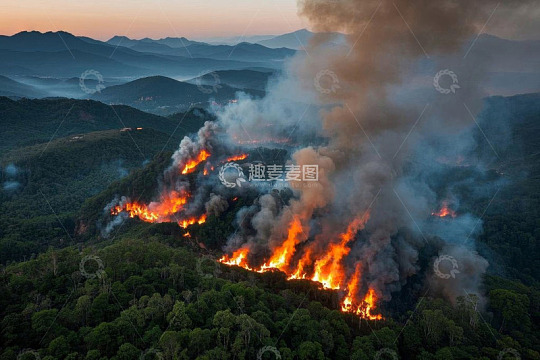 山林大火航拍全景