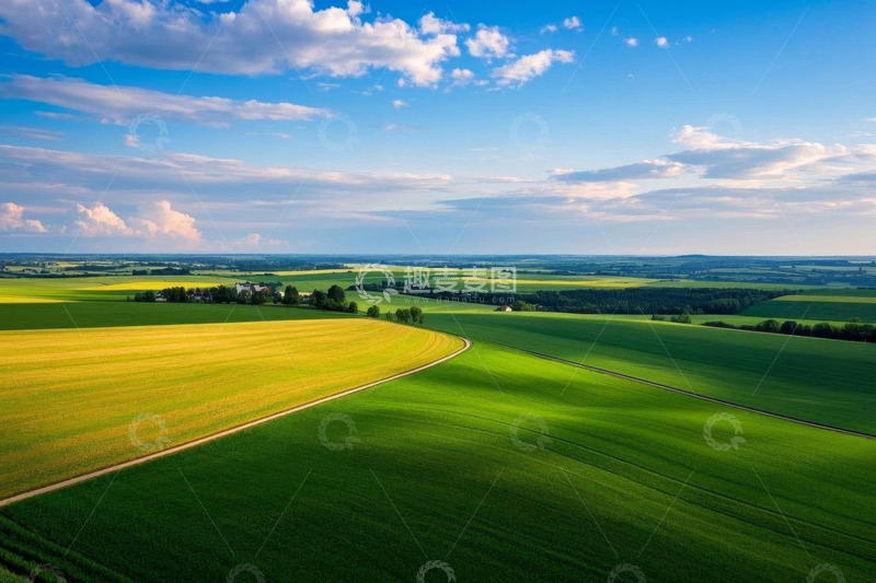高清大图下载【趣麦麦图】广袤田野与蓝天白云风光