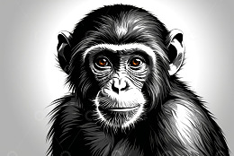 黑猩猩头部特写插画
