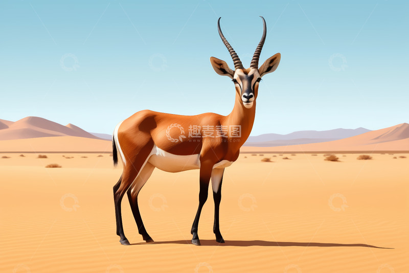 高清大图下载【趣麦麦图】沙漠中站立的羚羊