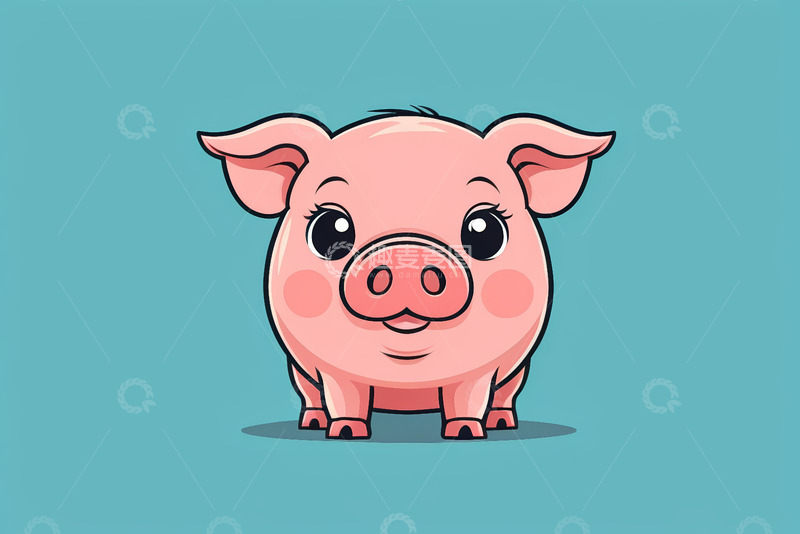 高清大图下载【趣麦麦图】卡通小猪正面形象