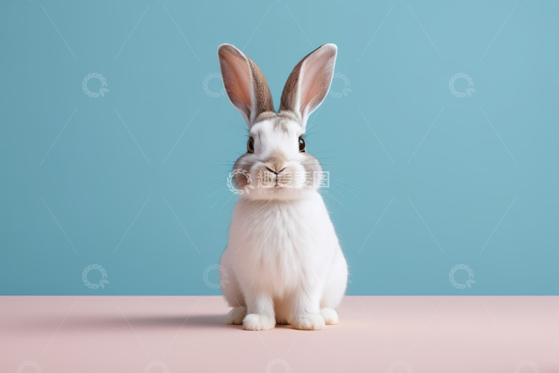 高清大图下载【趣麦麦图】坐立的可爱兔子特写