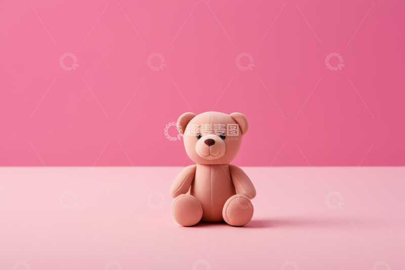 高清大图下载【趣麦麦图】粉色背景上的泰迪熊玩偶