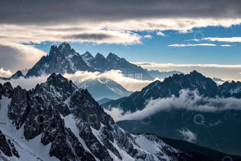 高清大图下载【趣麦麦图】壮丽雪山云海风光