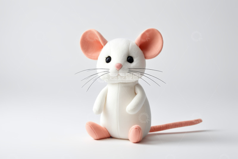 高清大图下载【趣麦麦图】白色老鼠毛绒玩具特写