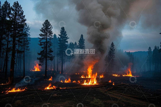 森林火灾现场浓烟滚滚