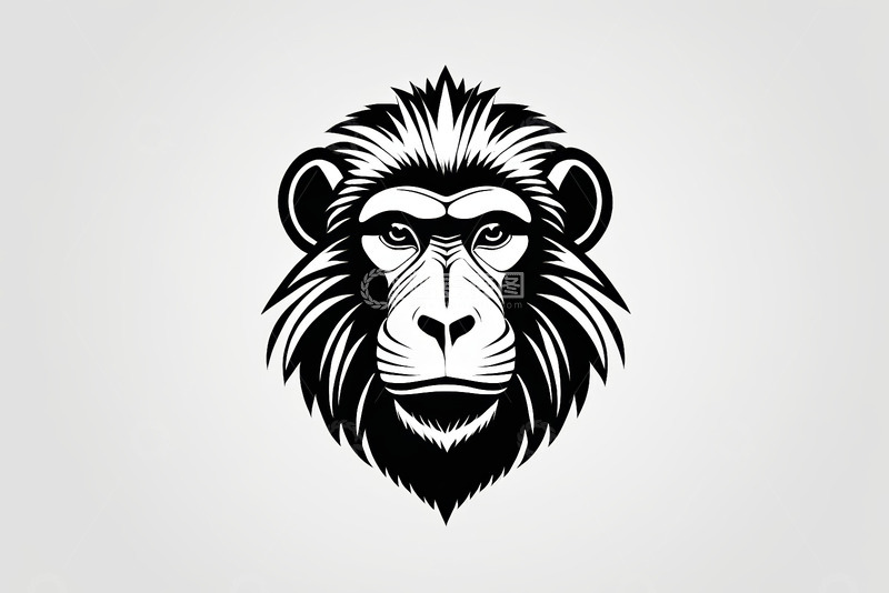 高清大图下载【趣麦麦图】黑白猴子头像图标设计素材