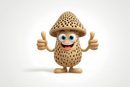 可爱卡通蘑菇角色竖大拇指