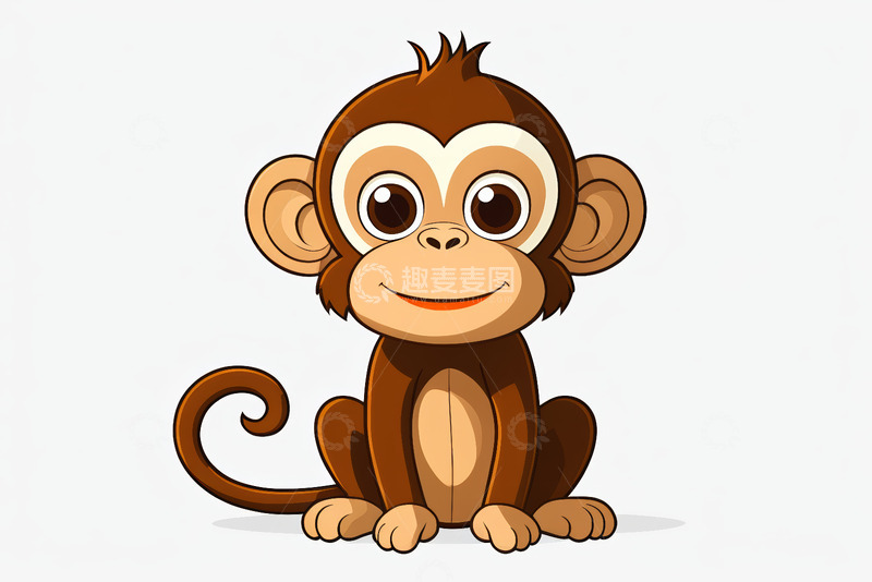 高清大图下载【趣麦麦图】卡通猴子可爱坐姿形象