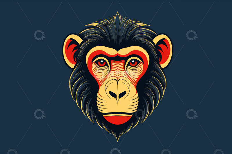 高清大图下载【趣麦麦图】卡通风格猴子头部插画