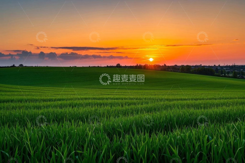 高清大图下载【趣麦麦图】田野日落自然风光