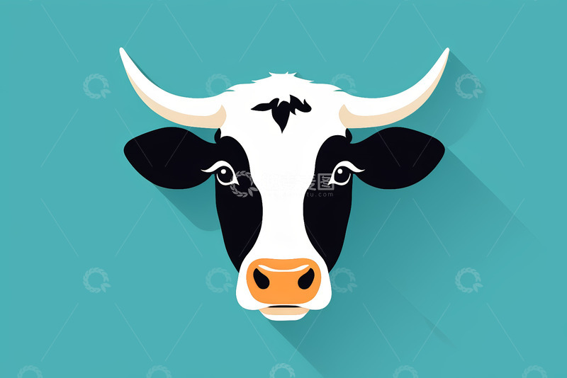 高清大图下载【趣麦麦图】卡通风格奶牛头像