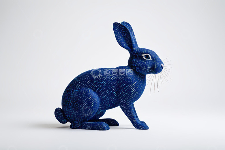 蓝色带点兔子摆件