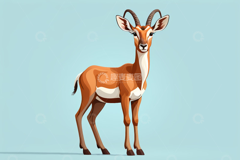 高清大图下载【趣麦麦图】站立的羚羊插画素材