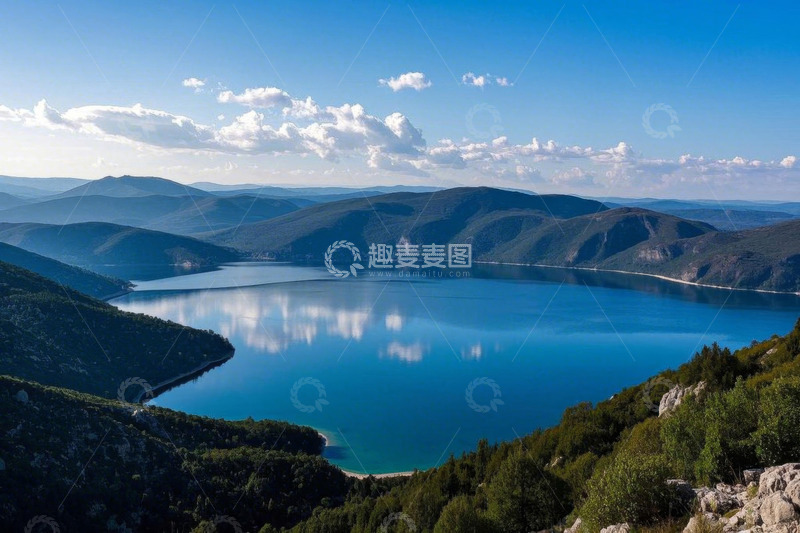 高清大图下载【趣麦麦图】高山湖泊自然风光全景
