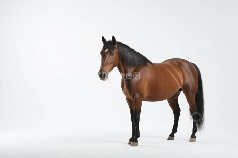 高清大图下载【趣麦麦图】站立的棕色骏马特写